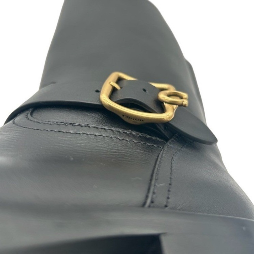 New Coach CW978 Knee High Boots Women's Size 5 B Black Leather Buckle Zip - Picture 5 of 7